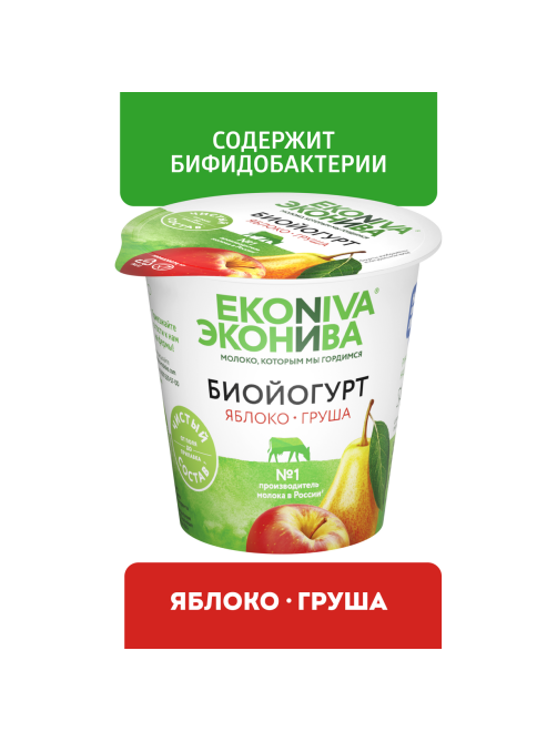 Биойогурт Эконива с яблоком и грушей 2.8%, 125г