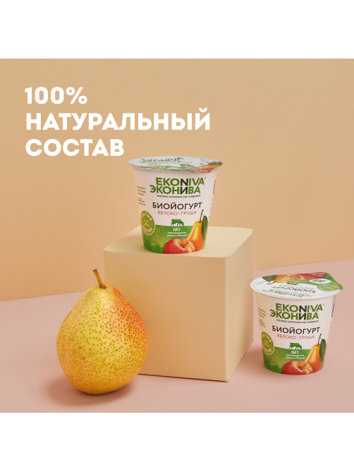 Биойогурт Эконива с яблоком и грушей 2.8%, 125г