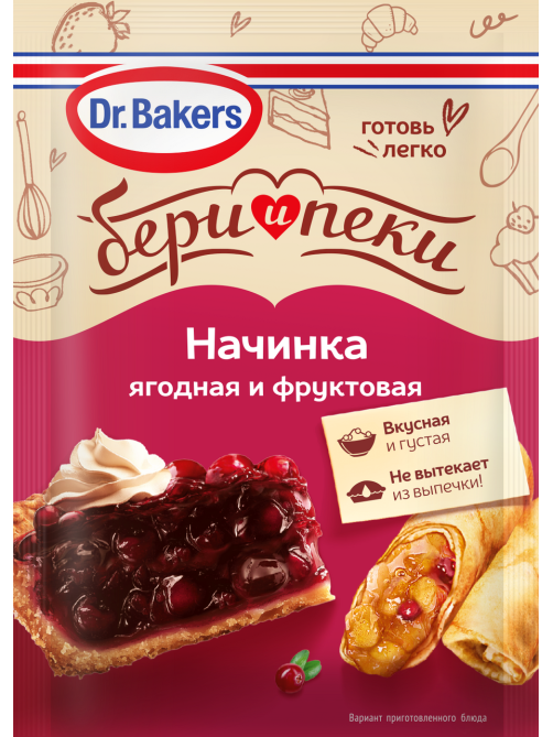 Смесь пищевая Dr.Bakers фруктовая и ягодная начинка, 38г