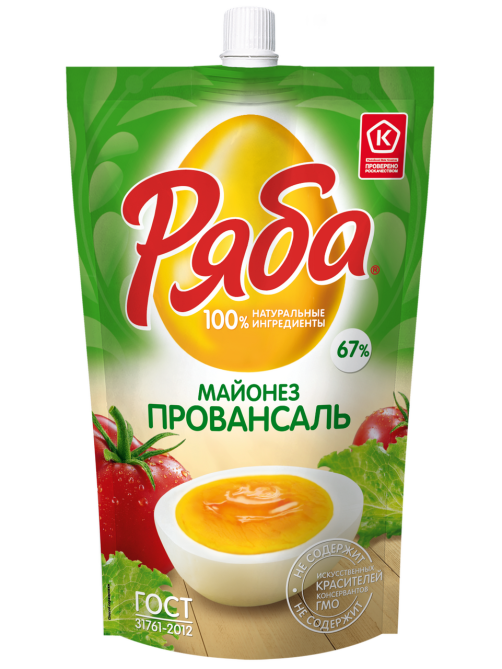 Майонез Ряба Провансаль ГОСТ 67%, 350г