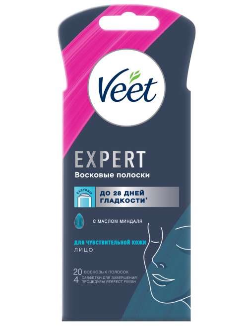 Полоски восковые Veet Expert для лица для чувствительной кожи 20шт, 13г
