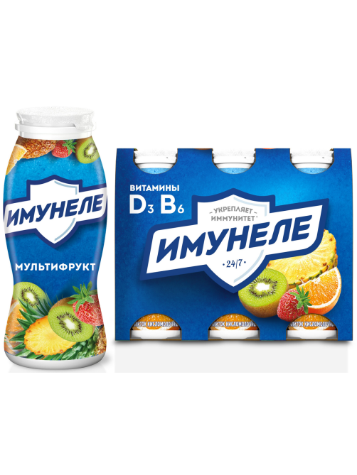 Напиток кисломолочный Имунеле мультифрукт 1.2%, 100г x 6 шт