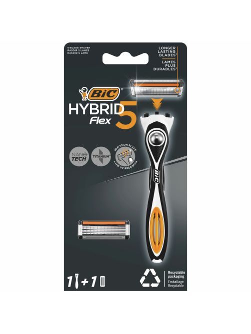 Бритва мужская BIC Flex 5 Hybrid 1 ручка и 1 сменная кассета
