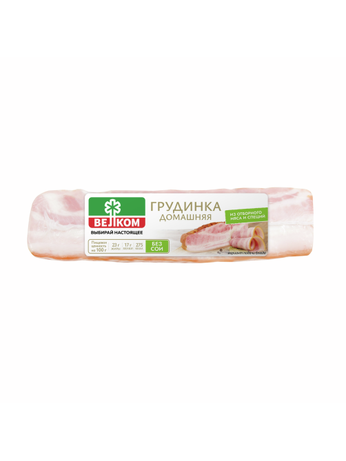 Грудинка свиная Велком Домашняя копчено-вареная кусок, 300г