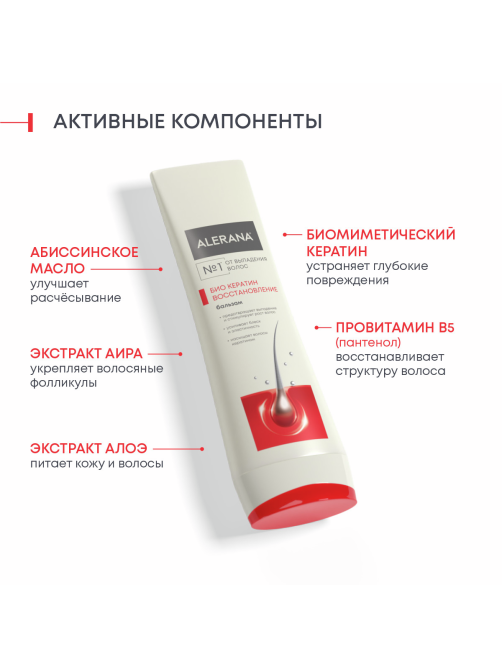 Бальзам-ополаскиватель Alerana Био Кератин восстанавливающий, 200мл