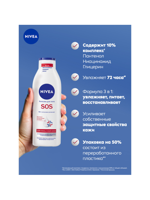 Бальзам Nivea Sos для тела увлажняющий с пантенолом, 250мл