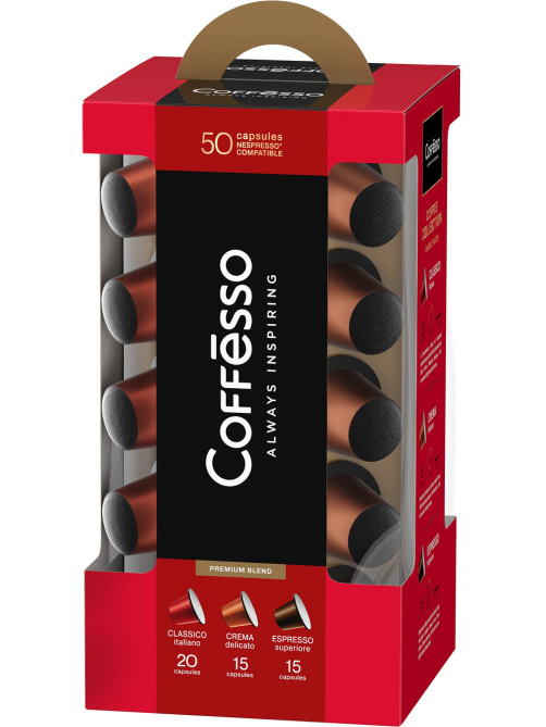 Набор кофе в капсулах Coffesso для кофемашин Nespresso ассорти 50шт, 250г x 6 шт