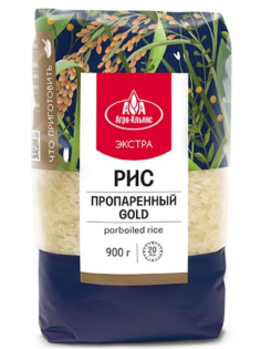 Крупа рис Агро-Альянс Экстра Gold пропаренный, 900г