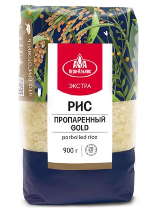 Крупа рис Агро-Альянс Экстра Gold пропаренный, 900г