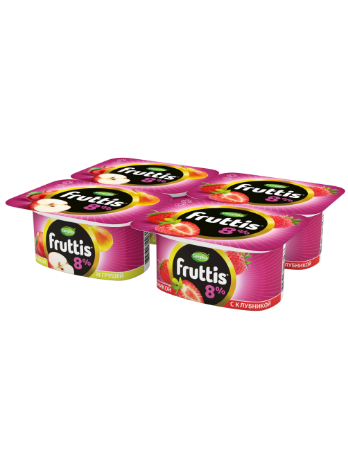 Йогуртный продукт Fruttis C яблоком и грушей/с клубникой 8%, 115г