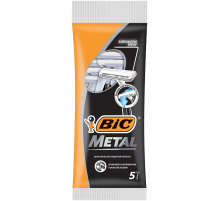 Бритва одноразовая мужская BIC Metal 1 лезвие защитная металлическая полоска, 5 шт