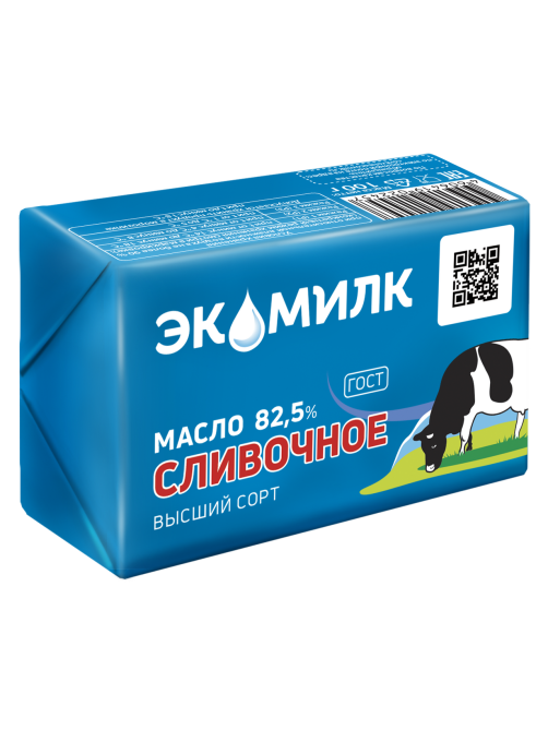 Масло сливочное Экомилк Традиционное ГОСТ 82.5%, 100г