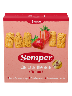 Печенье детское Semper Клубника без сахара с 6 месяцев, 125г