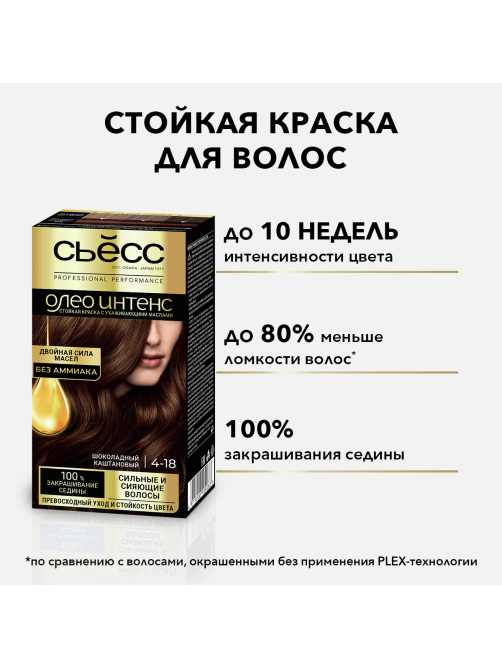 Краска для волос Сьёсс Олео Интенс 4.18 Шоколадный каштановый, 120г