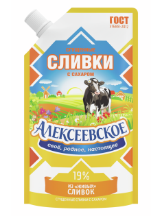 Сливки сгущенные Алексеевское с сахаром 19%, 270г