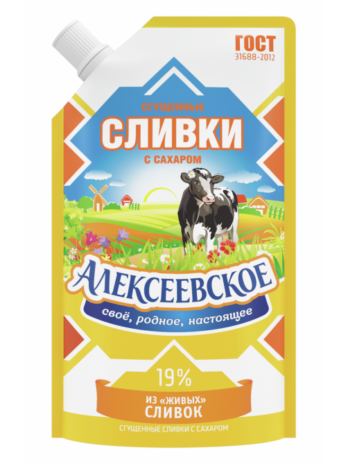 Сливки сгущенные Алексеевское с сахаром 19%, 270г