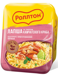 Лапша быстрого приготовления Роллтон яичная камчатский краб, 90г