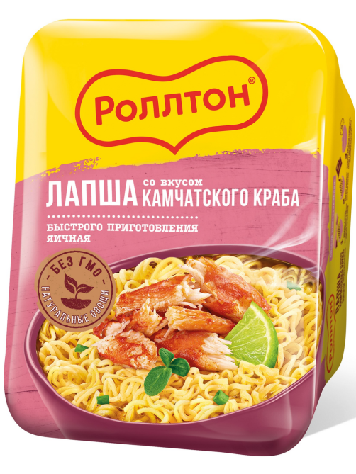 Лапша быстрого приготовления Роллтон яичная камчатский краб, 90г