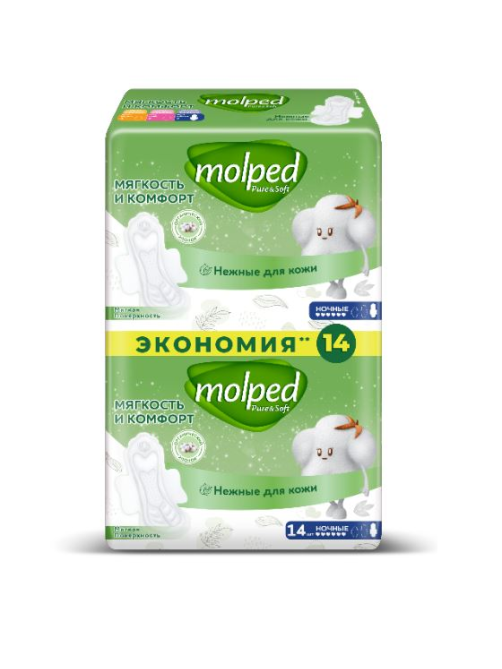 Прокладки Molped Pure&Soft ночные, 14шт
