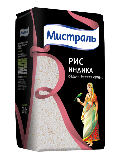 Крупа рис Мистраль Индика длиннозерный, 500г