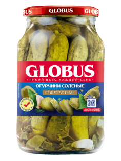 Огурцы Globus Старорусские соленые, 950мл