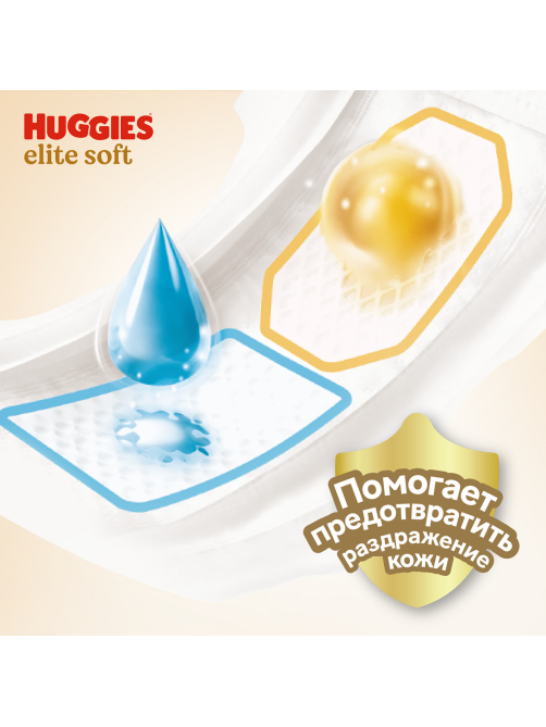 Подгузники Huggies Elite Soft для новорожденных 2 размер 4-6кг, 82шт