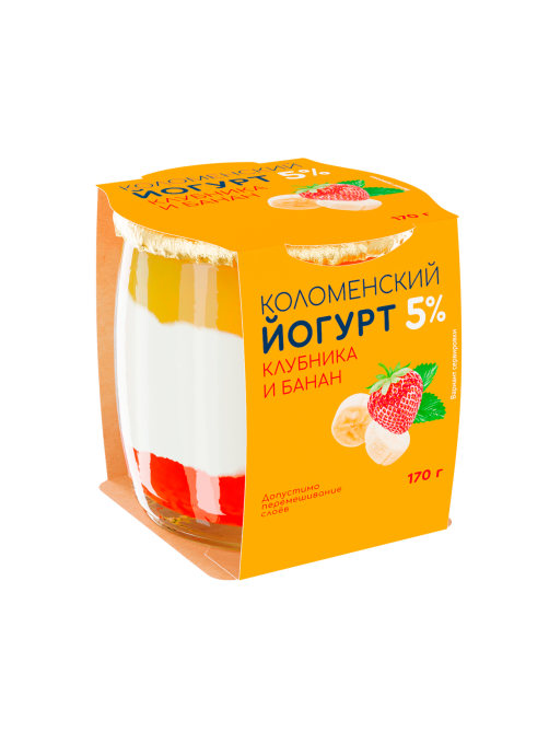 Йогурт Коломенское Клубника-банан 5%, 170г