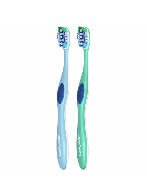 Зубная щетка Colgate 360 Суперчистота всей полости рта антибактериальная, средней жесткости, синяя, фиолетовая 1+1