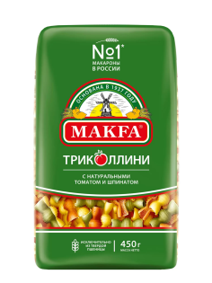Макароны свитки Makfa Триколлини с томатами и шпинатом, 450г