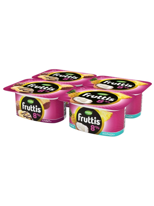 Йогуртный продукт Fruttis Банана сплит/ Пина колада 8%, 115г