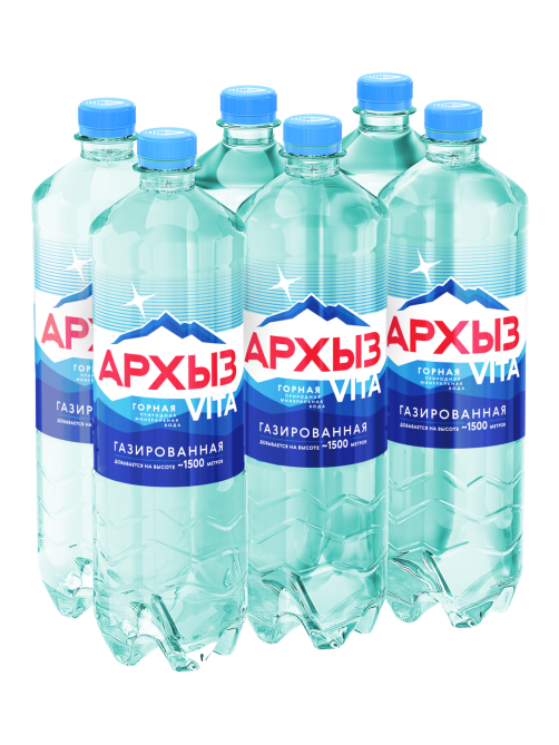 Вода Архыз Vita горная природная газированная, 1.5л x 6 шт