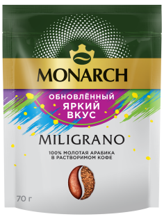 Кофе Monarch Милиграно растворимый с молотым, 70г