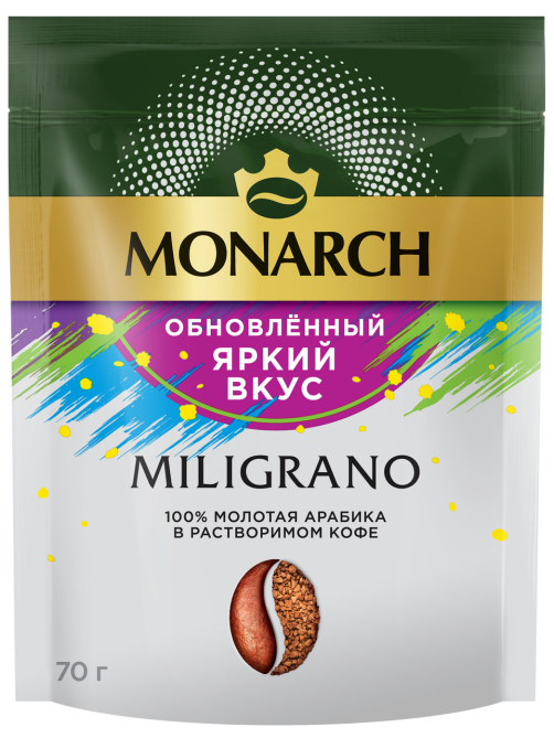 Кофе Monarch Милиграно растворимый с молотым, 70г