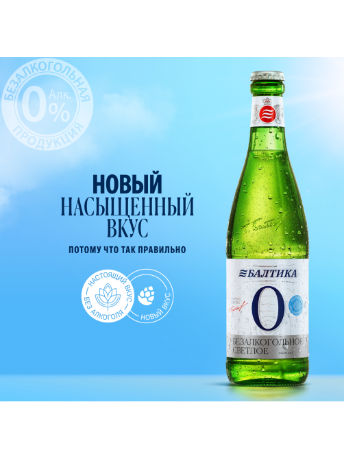 Пиво Балтика №0 безалкогольное, 0.5л x 20 шт