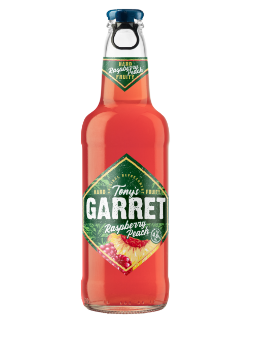 Пивной напиток Tony's Garret Hard малина-персик, 0.4л