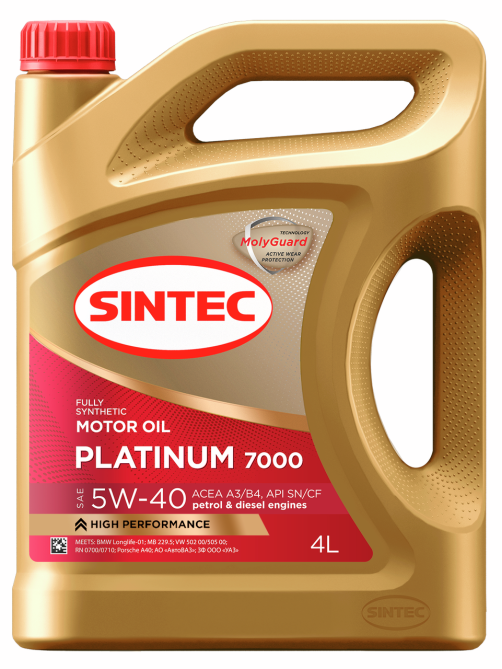 Масло моторное Sintec Platinum Sae 5W-40 синтетическое, 4л