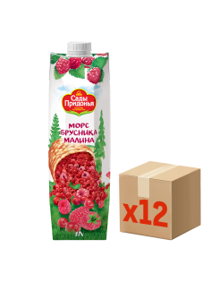 Морс Сады Придонья брусника и малина, 1л x 12 шт