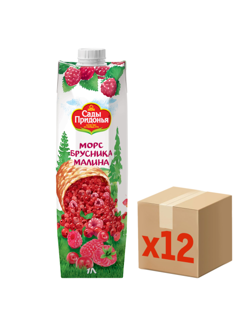 Морс Сады Придонья брусника и малина, 1л x 12 шт