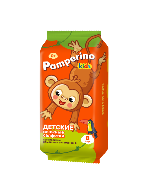 Салфетки влажные детские Pamperino Kids Mix Ромашка-витамин Е, 8шт x 8 уп