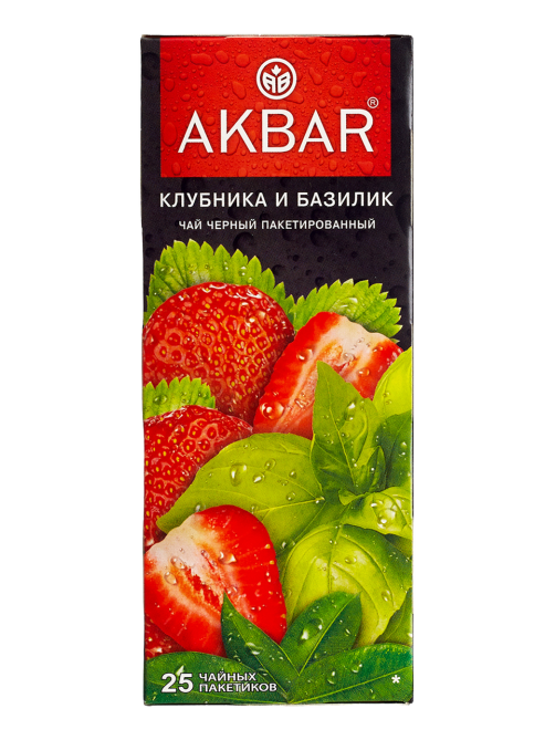 Чай черный Akbar клубника-базилик пакетированный (1.5г x 25шт), 38г