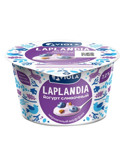 Йогурт Viola Laplandia Черничный маффин сливочный 7.2%, 180г