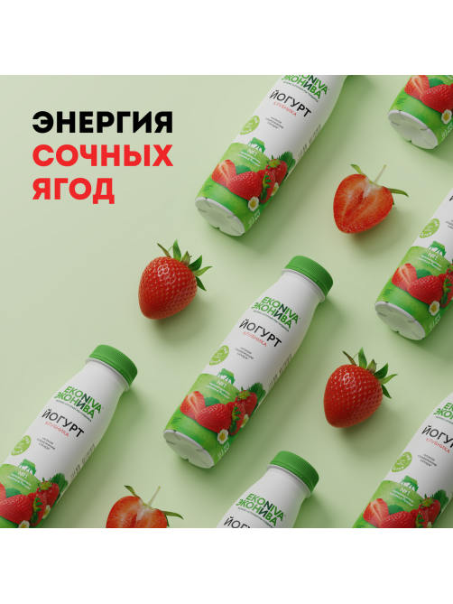 Йогурт питьевой Эконива с клубникой 2.5%, 300г