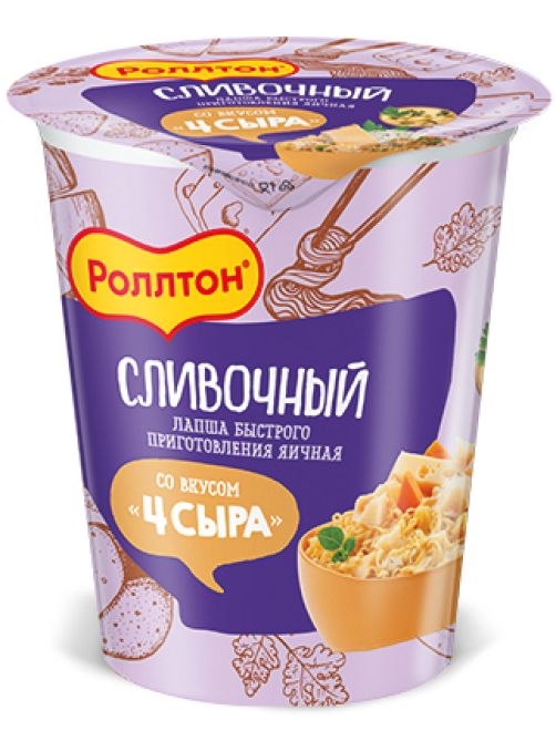 Лапша быстрого приготовления Роллтон сливочная 4 сыра, 70г