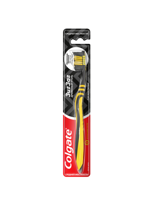 Зубная щетка Colgate Зиг Заг многофункциональная с древесным углем средней жесткости