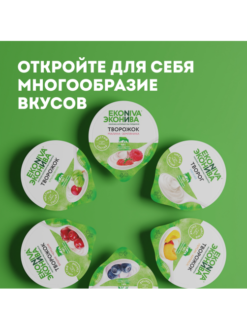 Творожок Эконива с малиной и земляникой 5%, 125г