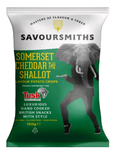 Чипсы Savoursmiths Сыр чеддер из Сомерсета и лук-шалот, 150г