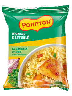 Вермишель быстрого приготовления Роллтон с курицей на домашнем бульоне, 60г