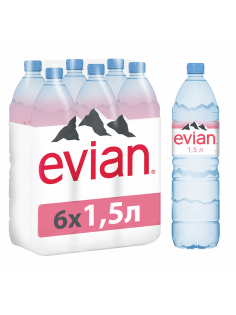 Вода Evian негазированная, 1.5л x 6 шт