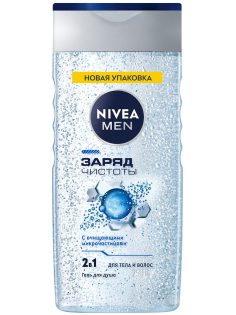 Гель для душа Nivea Men Заряд чистоты с очищающими микрочастицами мужской, 250мл