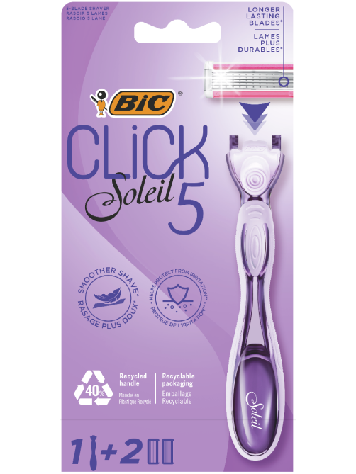 Бритва женская BIC Click 5 Soleil 5 лезвий, 1 ручка и 2 сменные кассеты